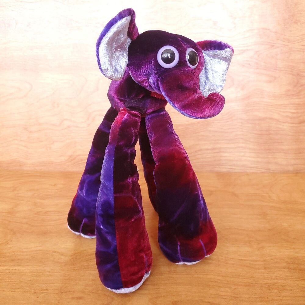 Jakks Pacific Limbo Legs Purple Red Elephant 10" VTG 2000 Stuffed Animal Plush
